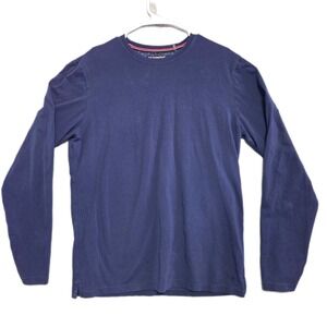 Buttercloth Parammunt Mens M Long Sleeve T Shirt Navy Solid Crew Neck Premium‎